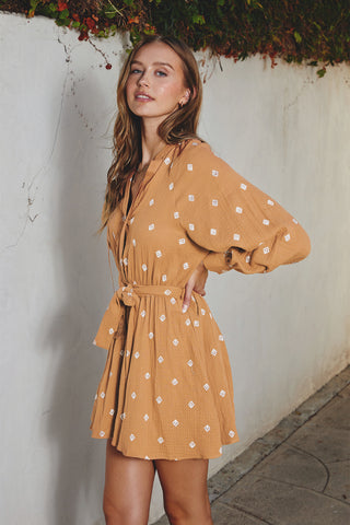 Cotton Tie Waist Mini Dress