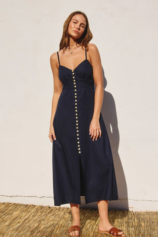 Navy Linen Midi