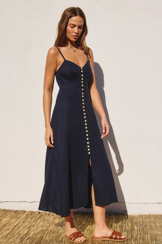 Navy Linen Midi