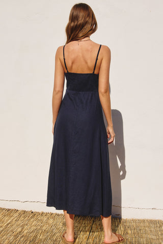 Navy Linen Midi