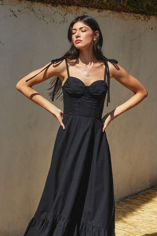 Black Boned Bodice Midi