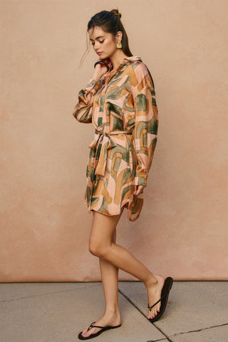 Abstract Relaxed Mini Shirt Dress