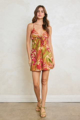 Tropical Floral Knot Front Romper