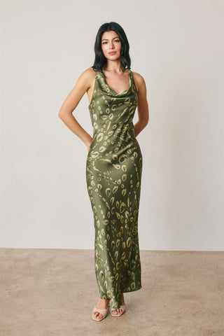 Animal Twisted Strap Maxi Dress