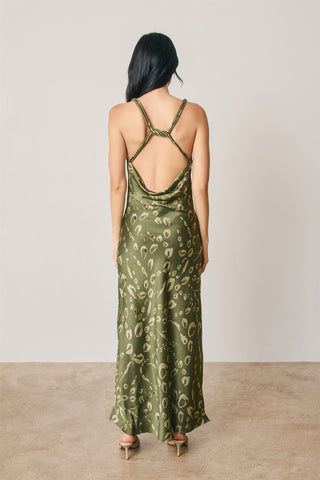 Animal Twisted Strap Maxi Dress