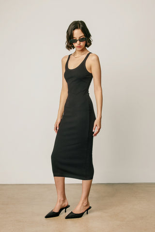 Scoop Neck Ribbed Maxi Dress