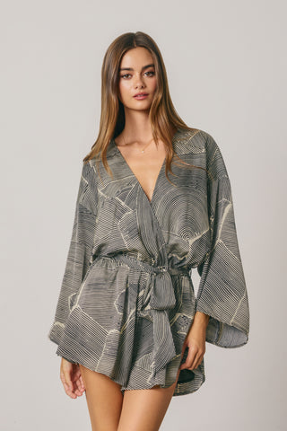 Abstract Kimono Romper