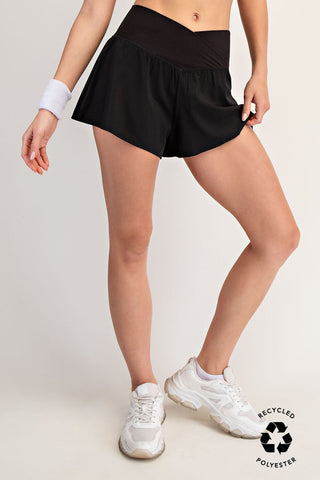 V Crossover Flared Shorts