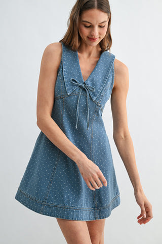 Denim Polka Dot Mini Dress