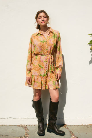 Gather Me Close Button Down Mini Dress