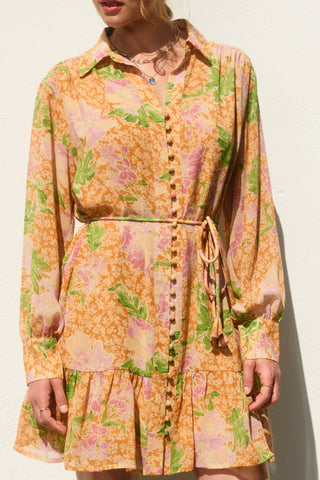 Gather Me Close Button Down Mini Dress