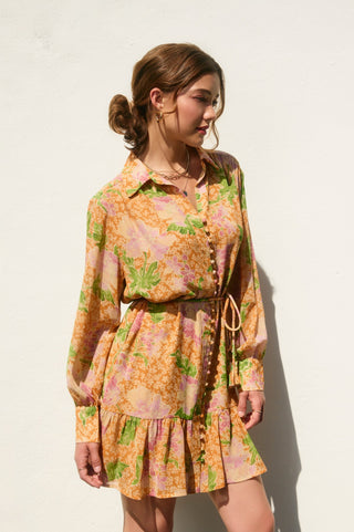 Gather Me Close Button Down Mini Dress