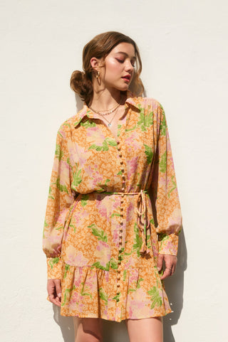 Gather Me Close Button Down Mini Dress