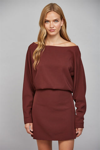 Burgundy Asymmetrical Dress