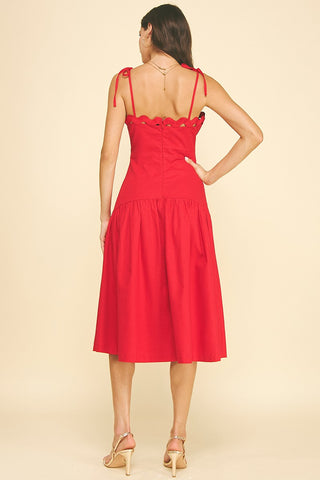 Red Scallop Detail Midi