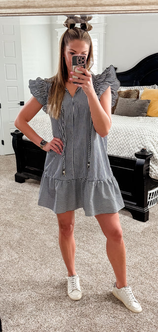 Black Ruffle Sleeve Dress