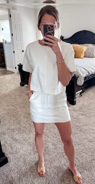 White Denim Short Sleeve Top