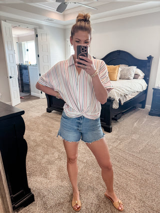 Front Twist Collar Blouse