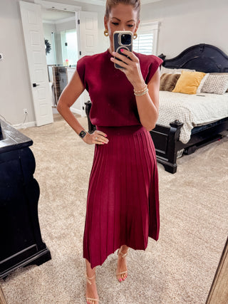 Burgundy Midi Sweater Dress