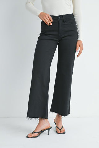 Black Slim Wide Leg Jean