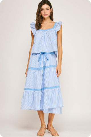 Powder Blue Stripe Top Set