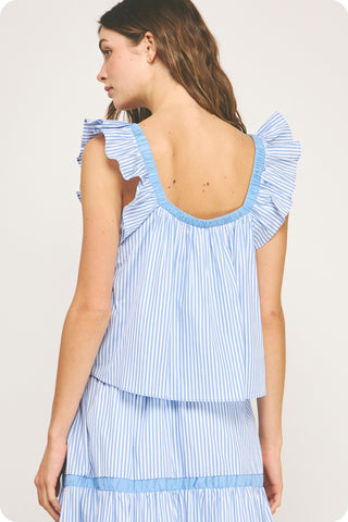 Powder Blue Stripe Top Set