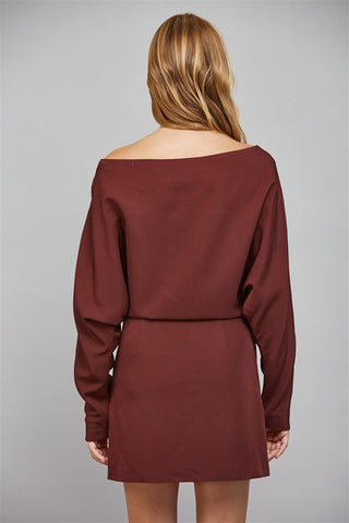Burgundy Asymmetrical Dress