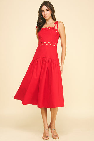 Red Scallop Detail Midi