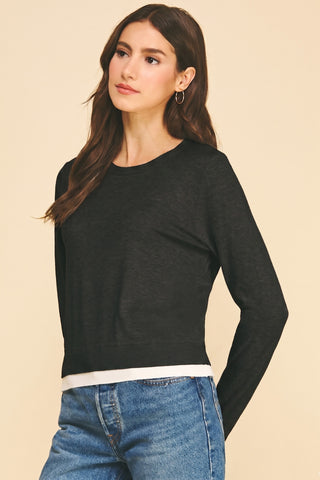 Double Layered Black Long Sleeve Shirt