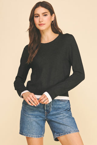 Double Layered Black Long Sleeve Shirt