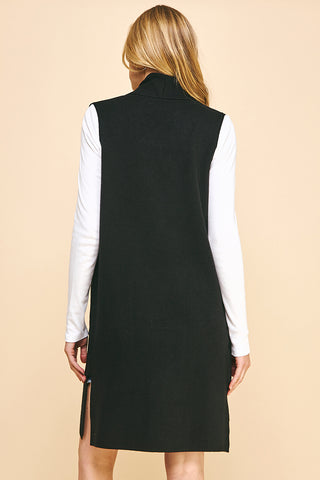 Camel Sleeveless Long Sweater Vest