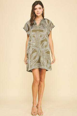 Green Print Tunic Dress
