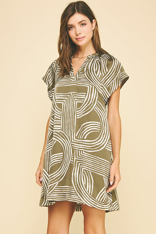 Green Print Tunic Dress