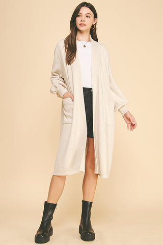 Cream Balloon Sleeve Cardigan