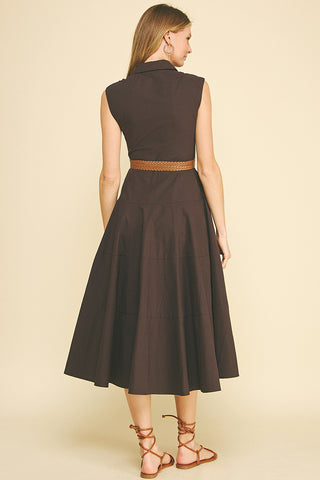 Sleeveless Belted Midi Dress
