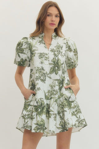 Olive Floral Dress