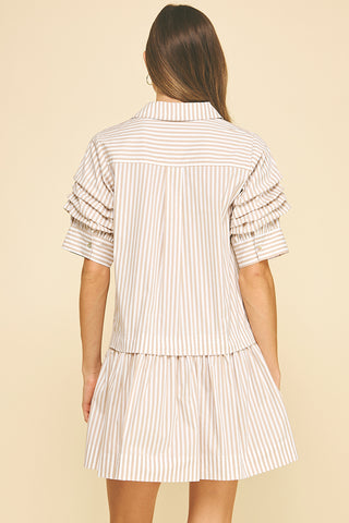 Khaki and White Stripe TShirt Dress