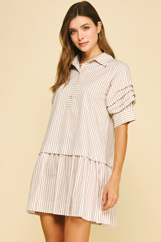 Khaki and White Stripe TShirt Dress