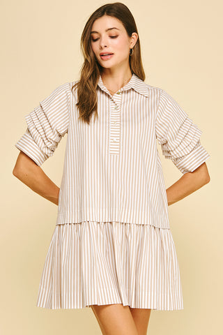 Khaki and White Stripe TShirt Dress