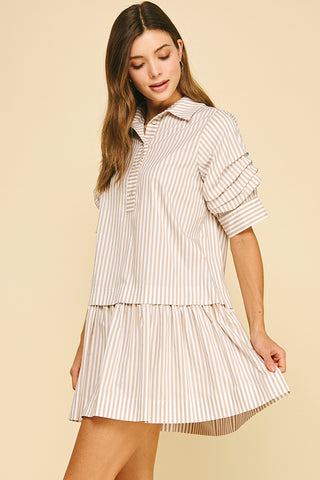 Khaki and White Stripe TShirt Dress