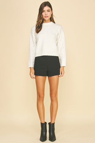 Pearl Embroidered Knit Sweater