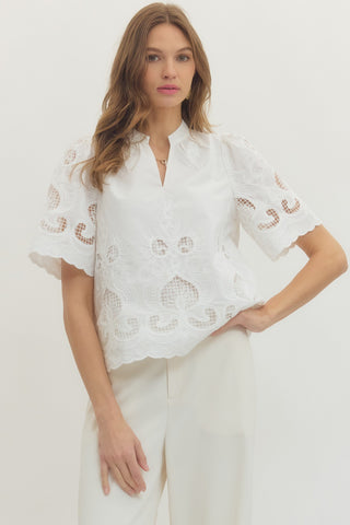 Cream Embroidered Blouse