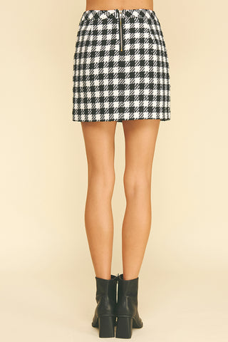 Black and White Plaid Mini Skirt