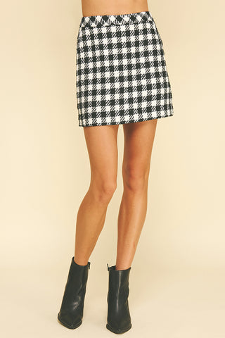 Black and White Plaid Mini Skirt