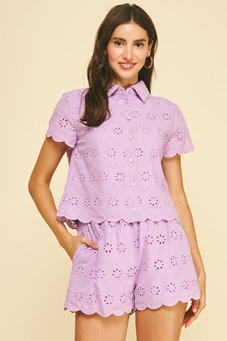 Lavender Eyelet Shorts