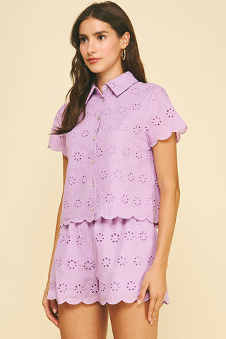 Lavender Eyelet Blouse