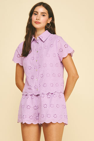 Lavender Eyelet Shorts