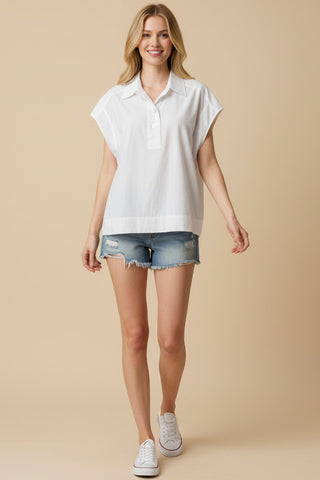 Cap Sleeve Button Down Blouse