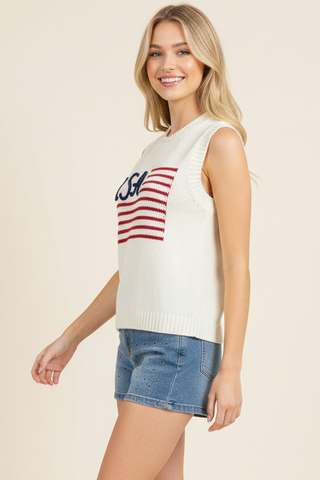 USA Short Sleeve Sweater