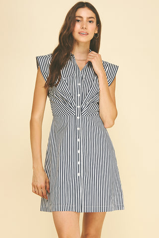 Stripe Cap Sleeve Mini Dress